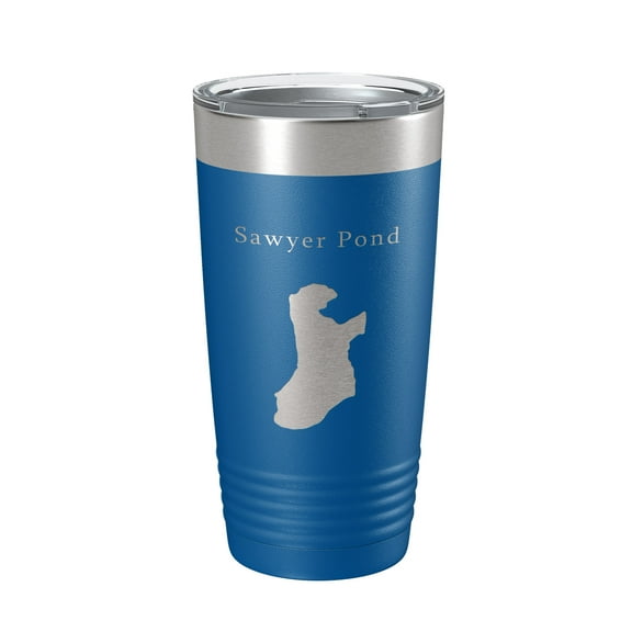 Sawyer Pond Tumbler Lake Map Travel Mug Insulated Laser Engraved Coffee Cup Maine 20 oz Royal Blue
