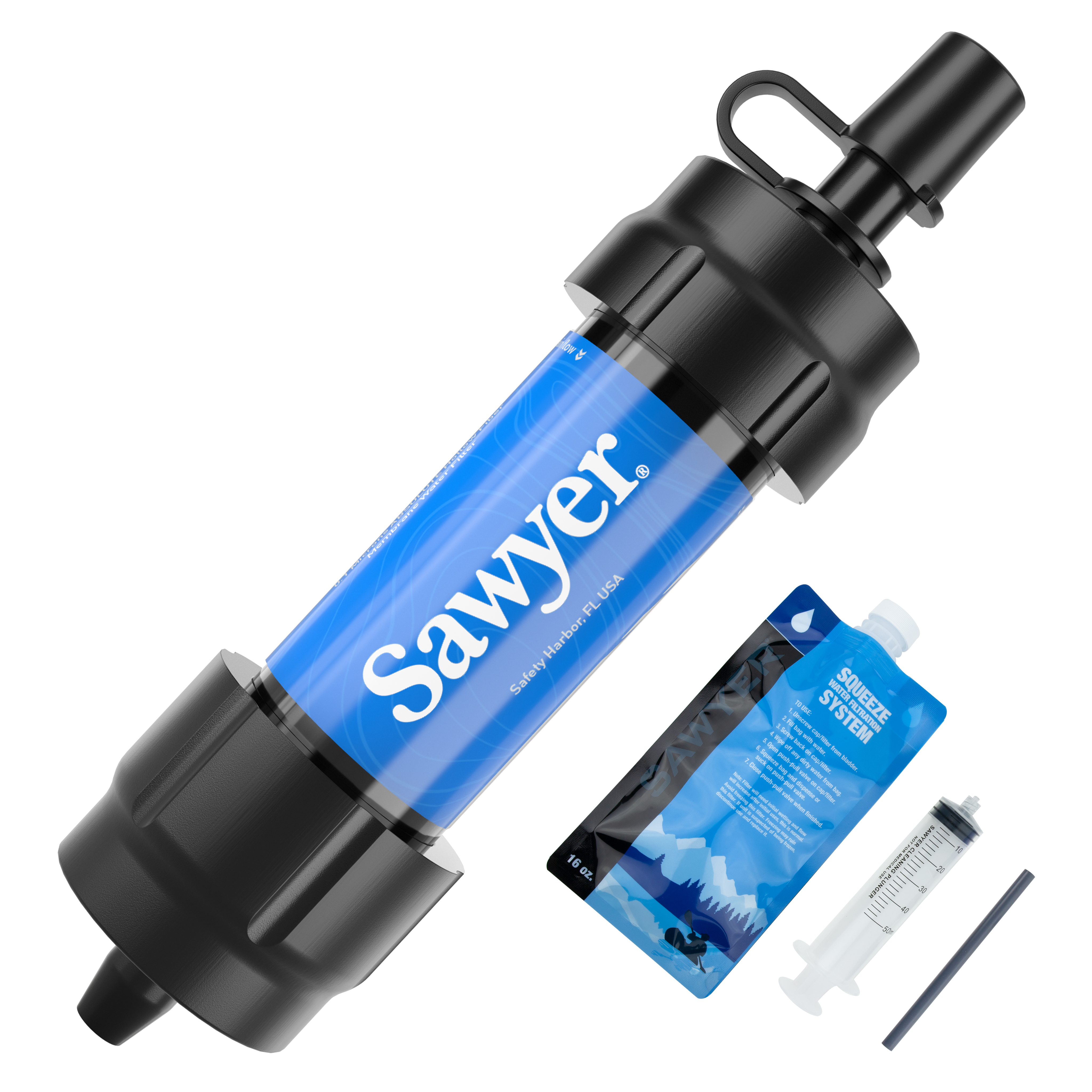 Sawyer Products Emergency Mini Water Filtration System with One 16oz Bag, Blue - image 1 of 10