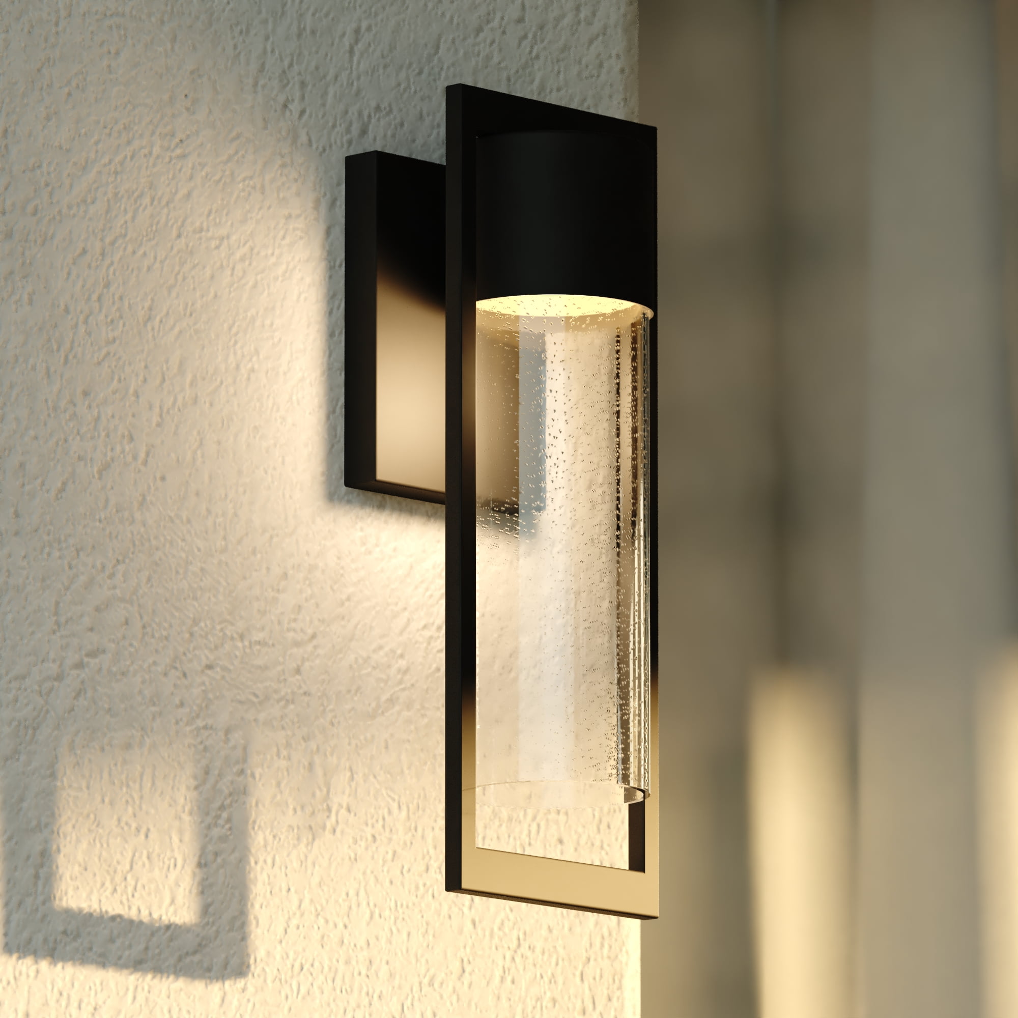 Sawyer Steel 1 Light Integrated LED Matte Black Contemporary Outdoor Wall Lantern Clear Glass