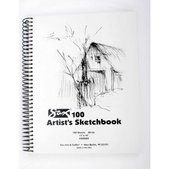 Sax 100 Artist's Sketchbook, 80 lb, 11 x 14 Inches, White