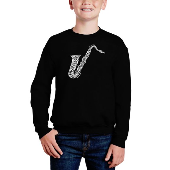 Sax - Boy's Word Art Crewneck Sweatshirt