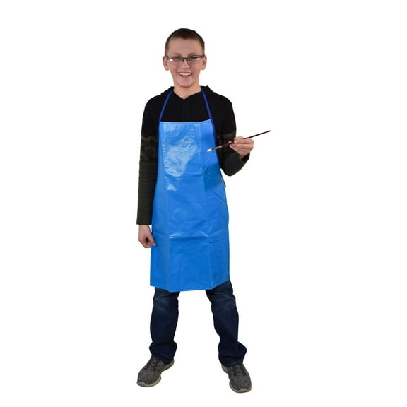 Sax Easy-To-Clean Vinyl Student Apron - 17 x 29 in. - Blue