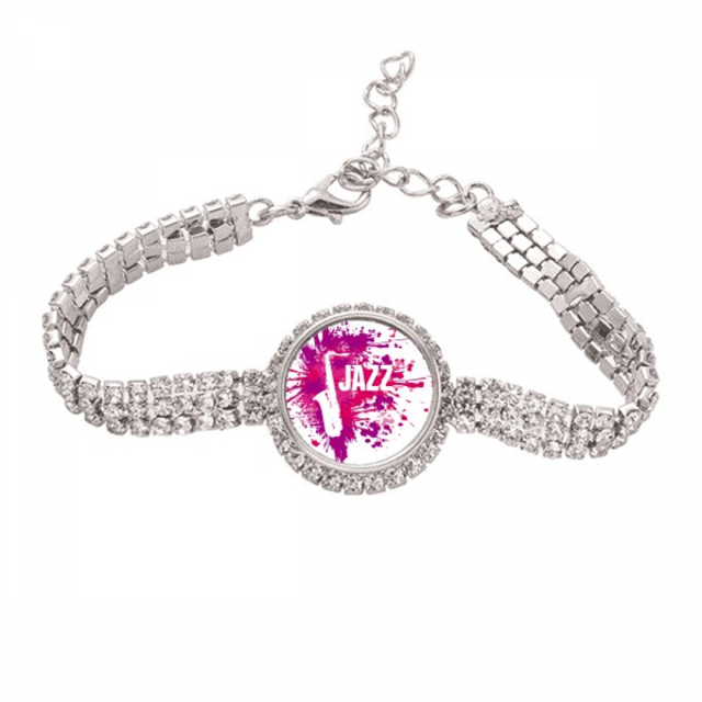 Sax Jazz Music Culture Pattern Tennis Chain Anklet Bracelet Diamond