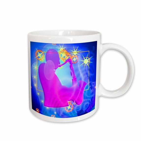 3drose, Sax Jazz Player Abstract Art with Stars and Blue Background Will Get Lots of Attention, 11oz Mug