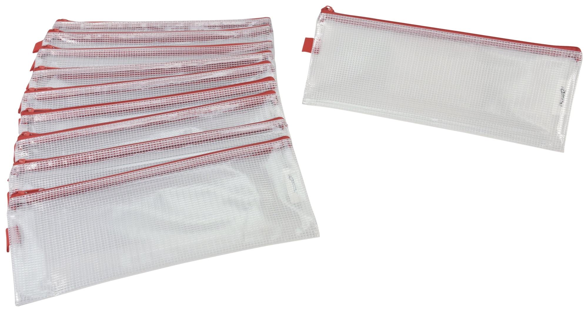 Sax 5 x 9 in. Mesh Zippered Bag, Clear with Black Trim - Pack of 10