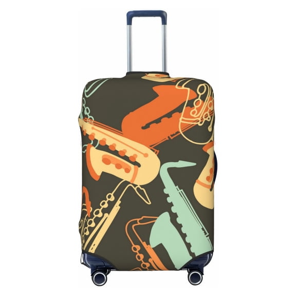 Sax Musical Party Art Retro Travel Luggage Cover Suitcase Protector Fit for 18-21 Inch Baggage