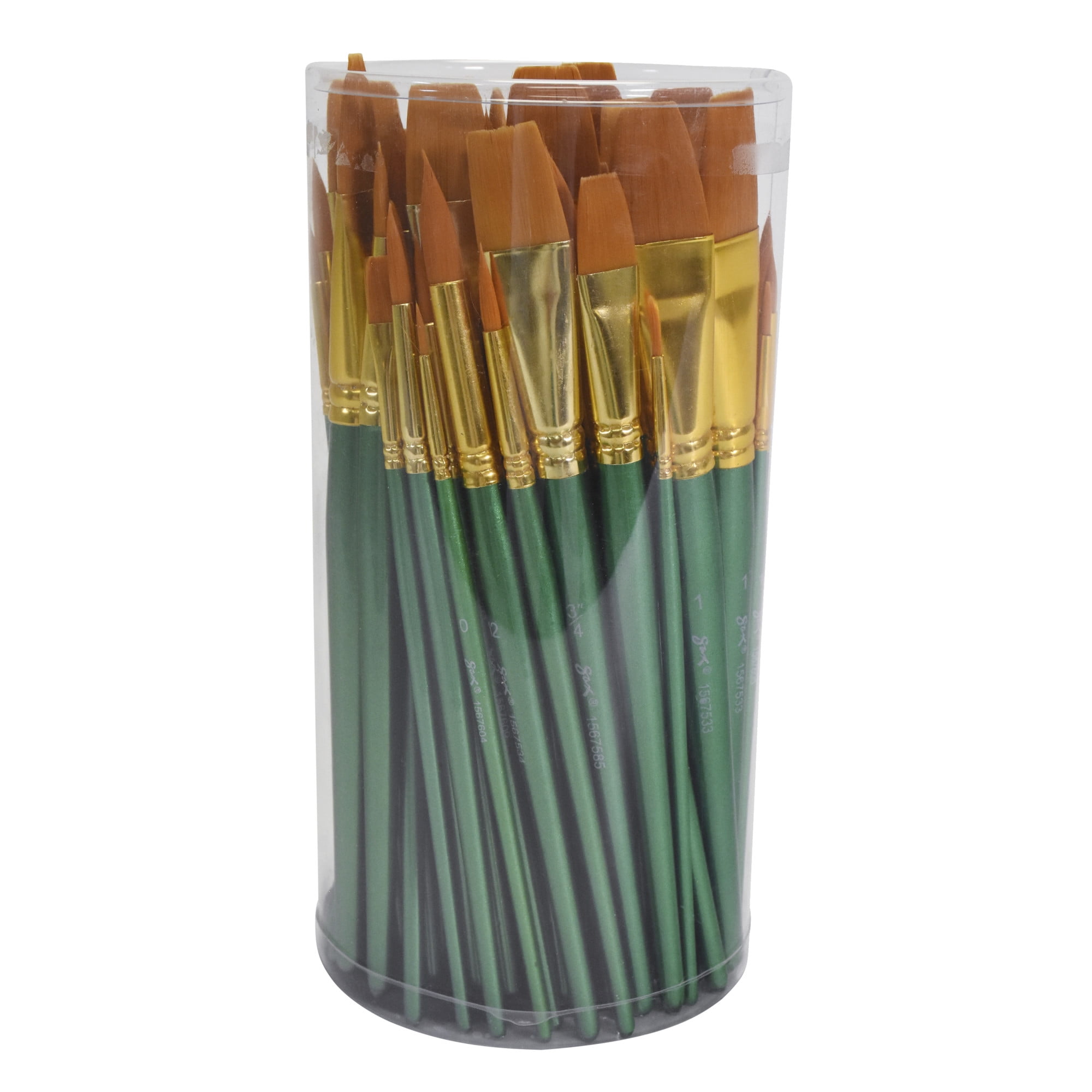 Sax Optimum Golden Synthetic Taklon Paint Brushes, Assorted Sizes, Set of 72