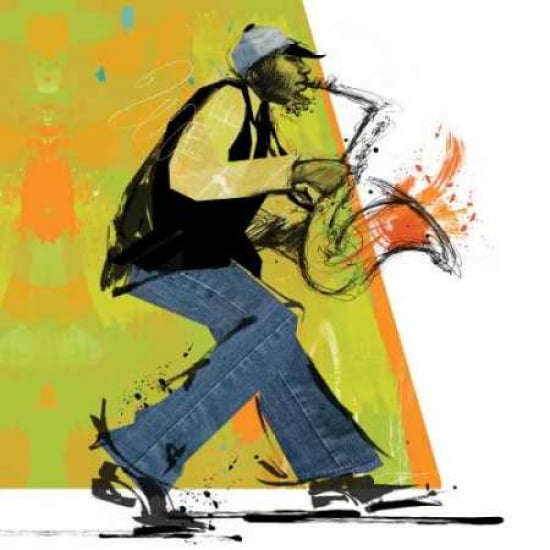 Sax Player Canvas Art - Cathy Johnson (24 x 24)