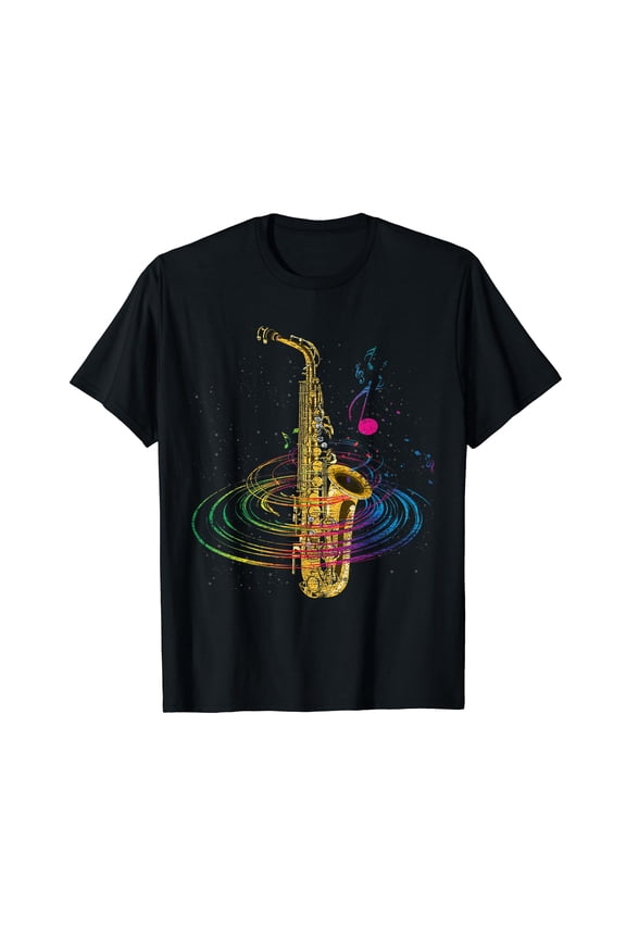 Sax Player Gift Idea Saxophonist Music Notes Saxophone T-Shirt
