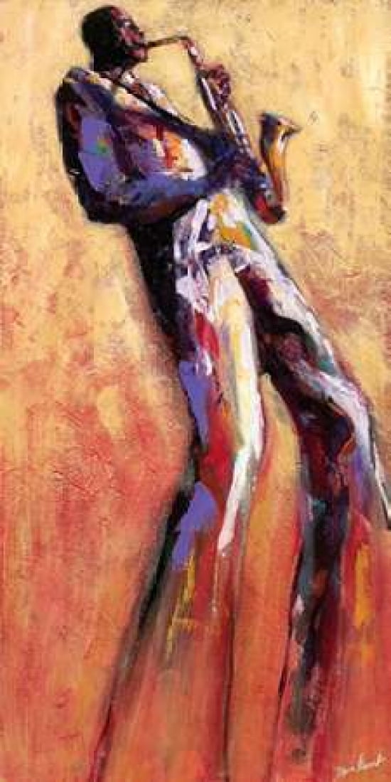 Sax Solo Canvas Art - Monica Stewart (10 x 20)