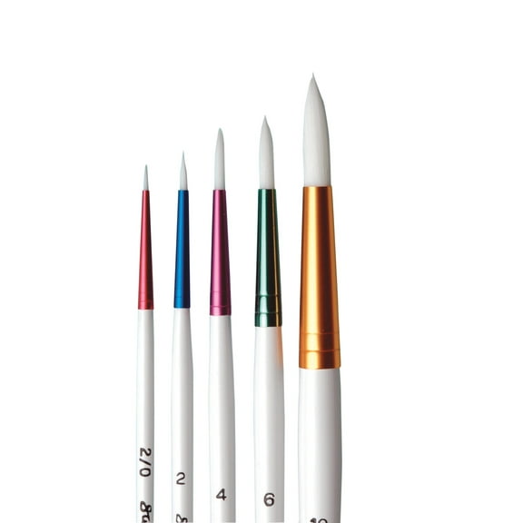 Sax True Flow Round Spectrum White Taklon Watercolor Paint Brush Set - Assorted Size- White- Set - 5