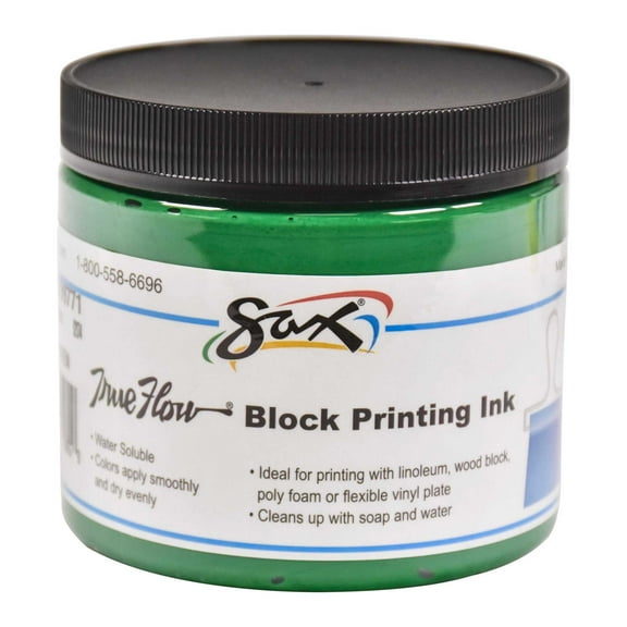 Sax True Flow Water Soluble Block Printing Ink, 1 Pint Jar, Green