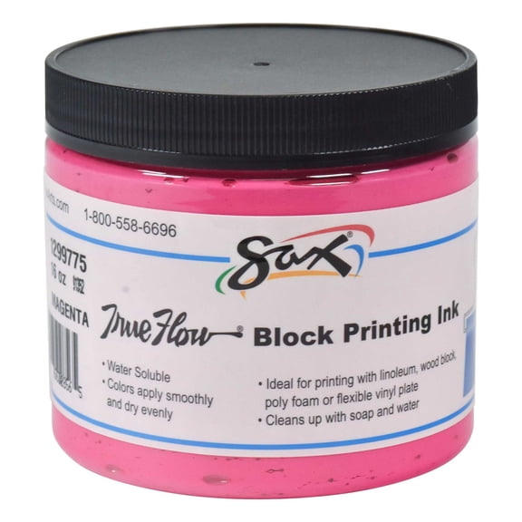 Sax True Flow Water Soluble Block Printing Ink, 1 Pint Jar, Magenta