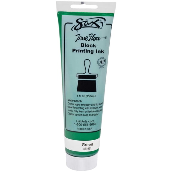 Sax True Flow Water Soluble Block Printing Ink, 5 Ounce Tube, Green