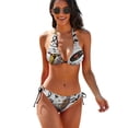 thumbnail image 1 of Sax Tunes Women's Bikini V Neck Swimsuit Set 2 Piece Over Size Bathing Suit Side Triangle Bathing Suit, 1 of 9