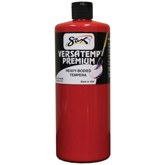 Sax Versatemp Premium Heavy-Bodied Tempera Paint, Primary Red, Quart