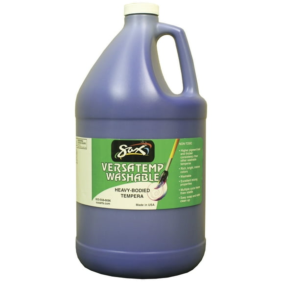 Sax Versatemp Washable Heavy-Bodied Tempera Paint, 1 Gallon, Primary Blue