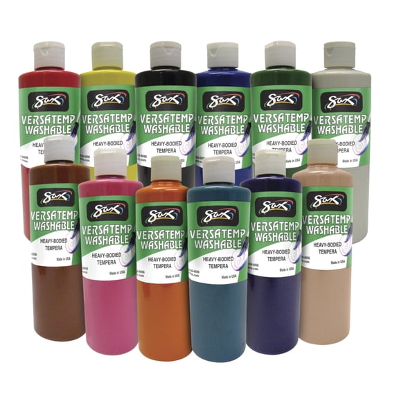 Chroma Acrylics 1592696 Versatemp Washable Heavy Bodied Tempera Set, Multiple Colors, 12 Pints
