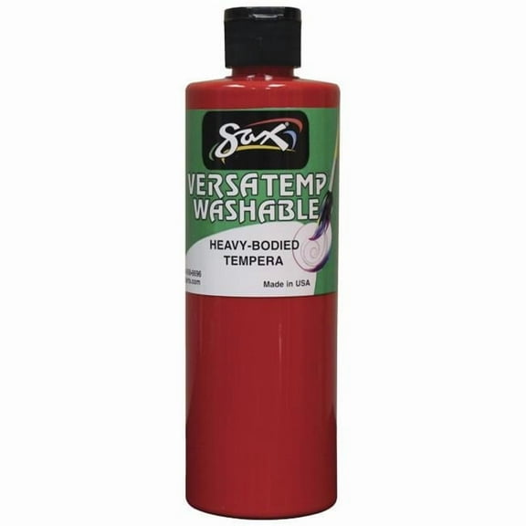 Sax Washable Versatemp Heavy Bodied Tempera Paint, Primary Red, 1 Pint