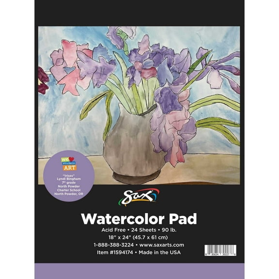 Sax Watercolor Pad, 90 lb, 18 x 24 Inches, White, 24 Sheets