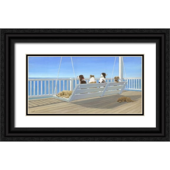 Saxe, Carol 14x9 Black Ornate Wood Framed with Double Matting Museum Art Print Titled - Tails on a Porch Swing