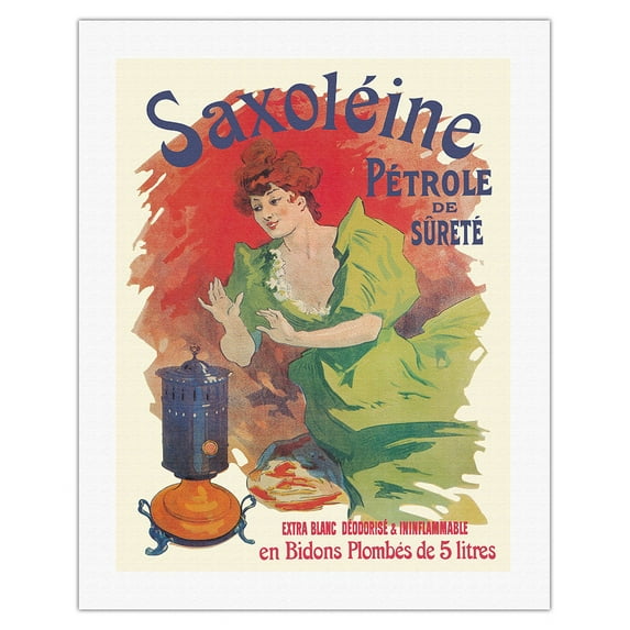 Saxoléine Lamp Oil - Blue Lantern - France - Vintage French Advertising Poster by Jules Chéret c.1900 - Fine Art Rolled Canvas Print 20in x 26in