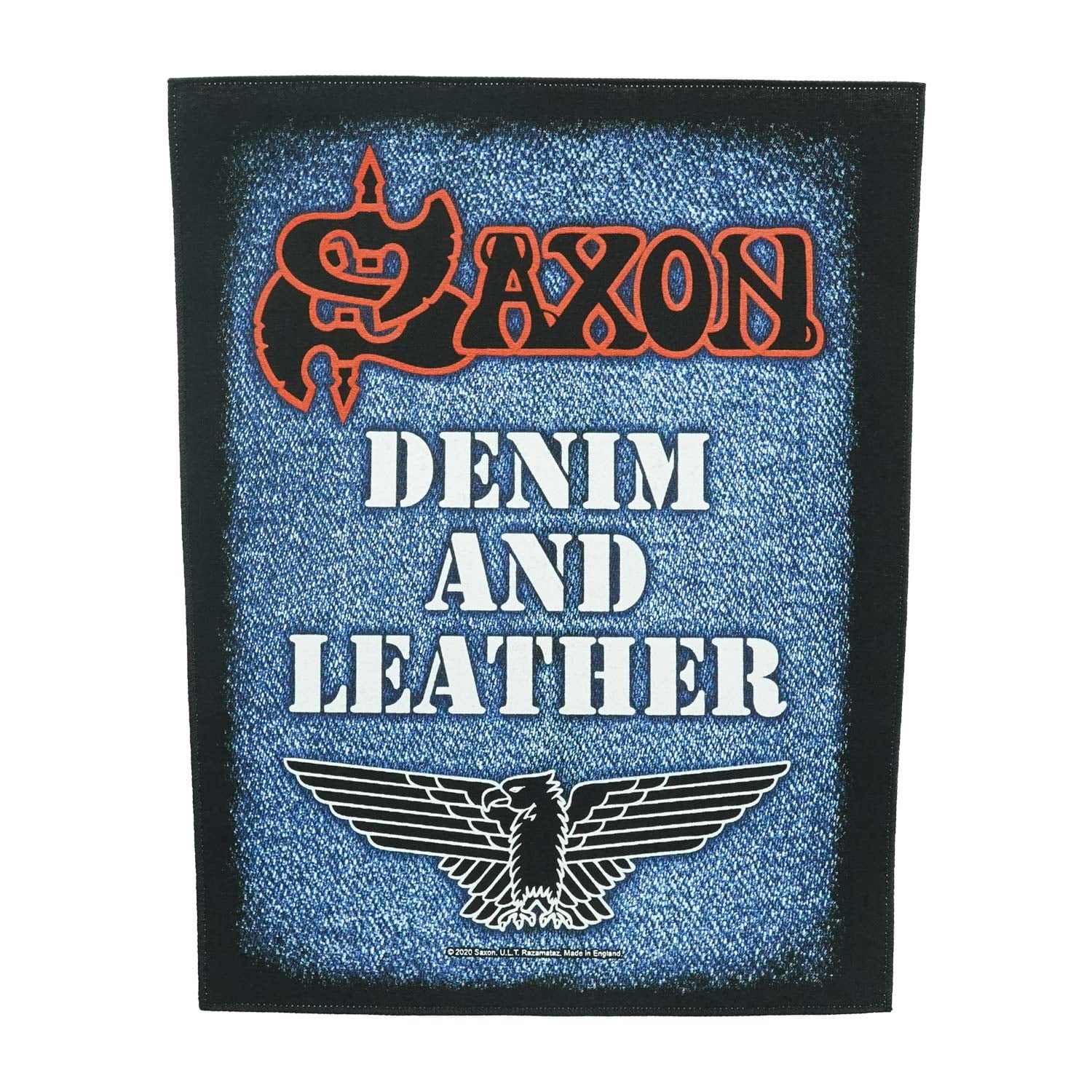 Saxon Men's Denim & Leather Back Patch Blue 