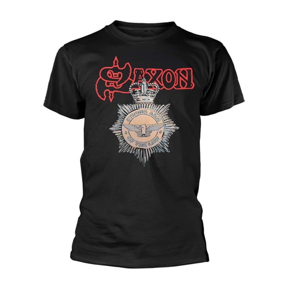 Men's Saxon Strong Arm Of The Law T-shirt Large Black