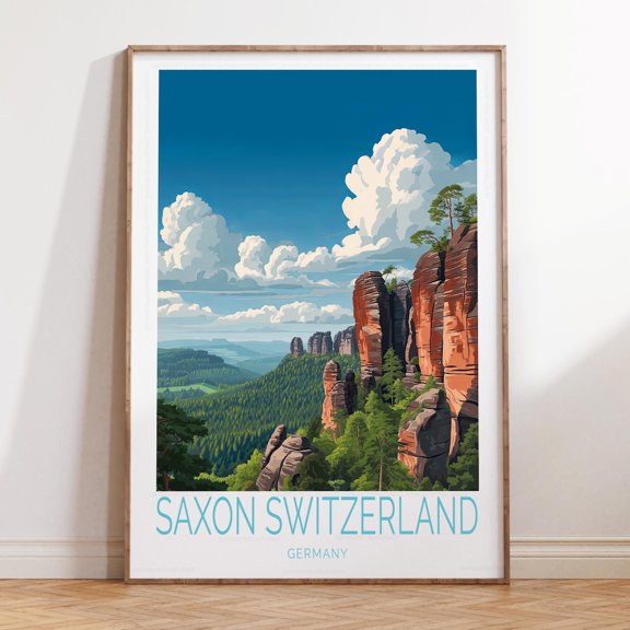 Saxon Switzerland Germany Travel Scenery Home Decor Wall Art V4, Unframed Paper Print Size 8x12