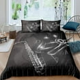 thumbnail image 1 of SaxophDuvet Cover Set Rotating Musical Notes Bedding Set Musical Instrument Retro Jazz Music Theme T, 1 of 5