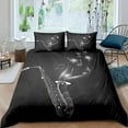 thumbnail image 1 of SaxophDuvet Cover Set Rotating Musical Notes Bedding Set Musical Instrument Retro Jazz Music Theme T, 1 of 5