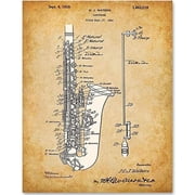 Saxophone Art - 11x14 Unframed Patent Print - Great Gift for Saxophone Players or Fans of Jazz or Blues Music