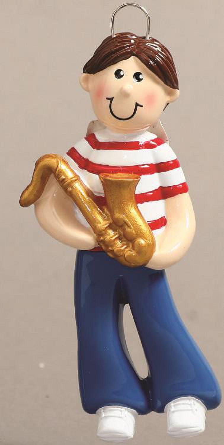Saxophone Boy Personalized Christmas Tree Ornament DOITYOURSELF