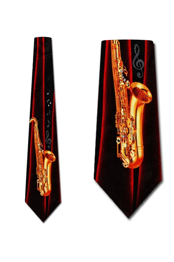 Saxophone Burst (Black) Necktie Mens Tie by Steven