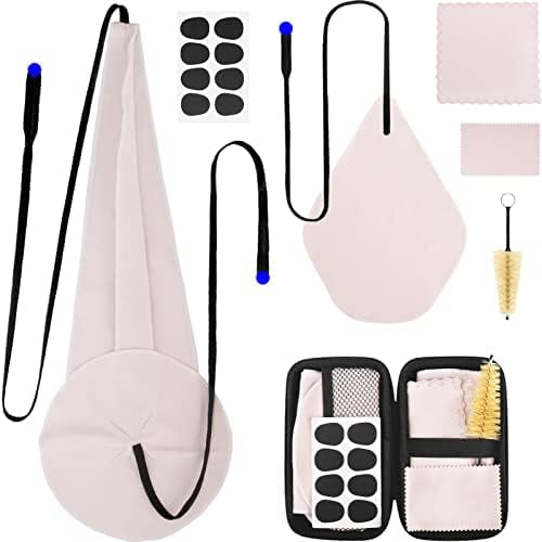Saxophone Cleaning Kits with Case for Sax and Clarinet Flute Trumpet Instruments,8PCS Saxophone Mouthpiece Cushion,Mouthpiece Brush Microfiber Cleaning Cloth（Beige）