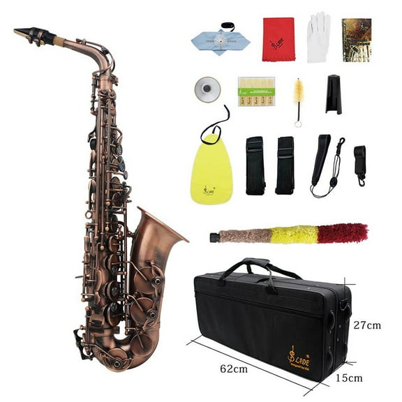 Saxophone,Eb E-flat Carve Pattern With Alto Red Bronze Shell Key Carve Pattern With Cloth Key Buzhi Professional Red E-flat Finish Bend Bronze) Finish Bend Sax (red