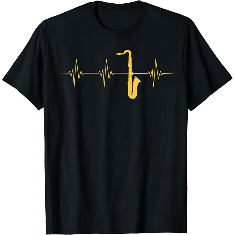 Saxophone Shirt Retro Musician Player Saxophone Heartbeat T-Shirt Saxophone Shirt Retro Musician Player Saxophone Heartbeat T-Shirt