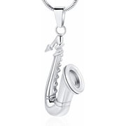 Saxophone Horn Chain Necklace Musical Instrument Urn Necklace for Ashes for Music Lover Urn Pendant Jewelry Gifts for Women Men Memorial Urn Necklace for Women
