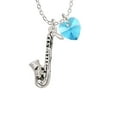 thumbnail image 1 of Saxophone  - Hot Blue Crystal Heart Sophia Necklace, 18"+1", 1 of 2