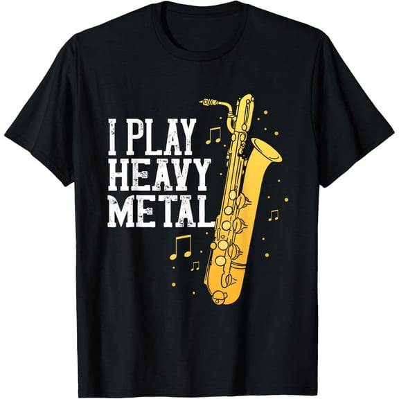 Saxophone I Play Heavy Metal Saxophonist Euphonium Baritone Mens T-Shirt