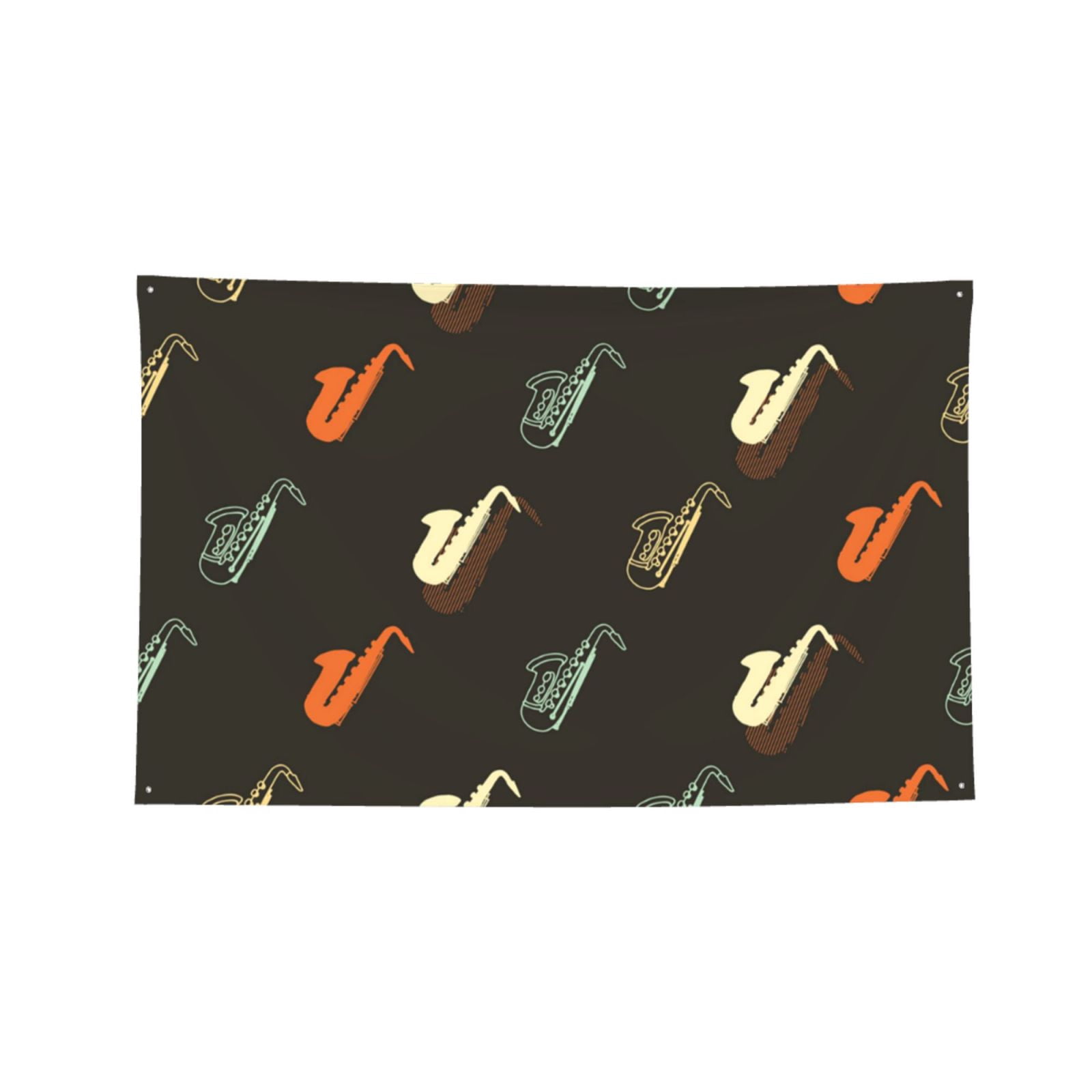 Saxophone Music Instrument Vintage Four Hole Decorated Banner Flag for Garden Yard Home Decoration Indoor Outdoor 4x6 Ft