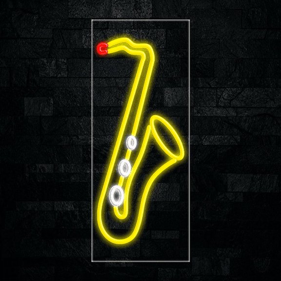 Saxophone Music-LED Neon Sign 12"L x 30"H #30150