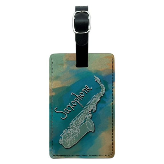 Saxophone Musical Instrument Music Woodwind Leather Luggage ID Tag Suitcase