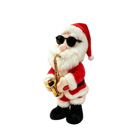 Saxophone Musical Santa Plush Toy Singing Dancing Stuffed Doll Christmas Decoration(35cm)