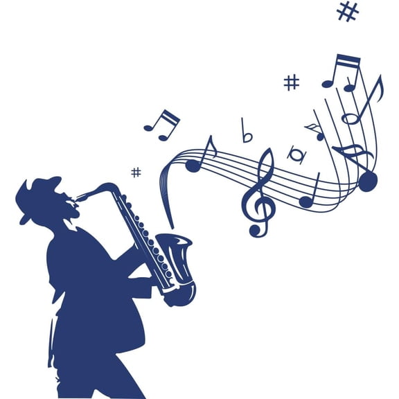 Saxophone Note Wall Stickers Wall Decals Removable Self Adhesive Wallpapers Vinyl Wall Art Murals Home Decor Wall Decoration for DIY Living Room Bedroom Music Lovers Gifts for DIY People