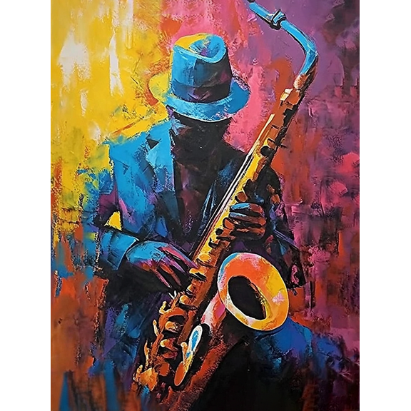 Saxophone Player Abstract Canvas Wall ArtSuitable for Living RoomBedroomOfficeStudioHotel Decoration