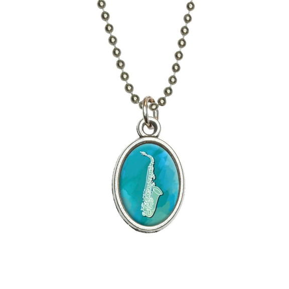 Saxophone Player - Band Instrument Music Woodwind Oval Charm Pendant