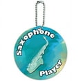 thumbnail image 1 of Saxophone Player Band Instrument Woodwind Round Luggage ID Tag Card for Suitcase or Carry-On, 1 of 1