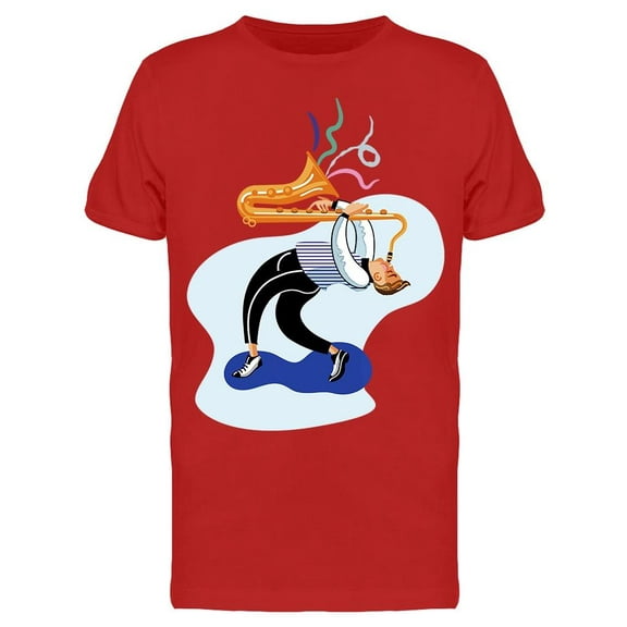 Saxophone Player, Cartoon T-Shirt Men -Image by Shutterstock, Male 3X-Large