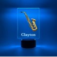 thumbnail image 1 of Saxophone Saxophonist Song Player 16 Colors LED Night Light Up Desk Table Lamp Personalized Woodwind Instrument, Music Theme Gift for Sax Musicians, 1 of 8